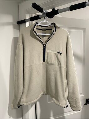 H&M Cream Half-Zip Fleece Pullover with Navy Trim